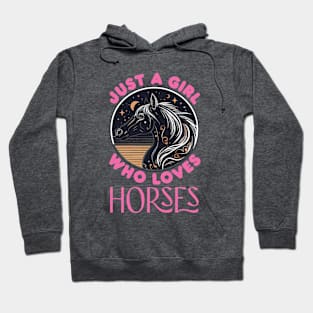 Just A Girl Who Loves Horses - Pink Text Hoodie